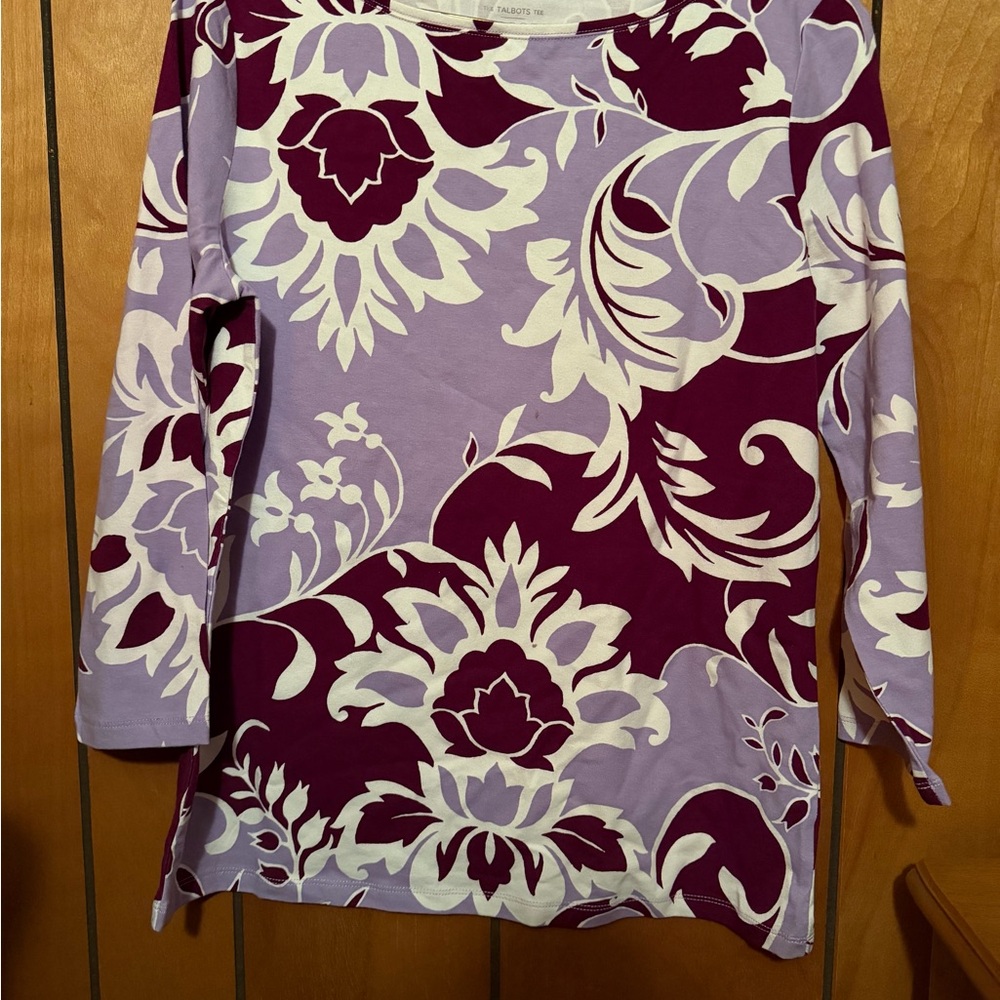 Talbots Lavender and Plum Floral Long-Sleeve Tee NWOT